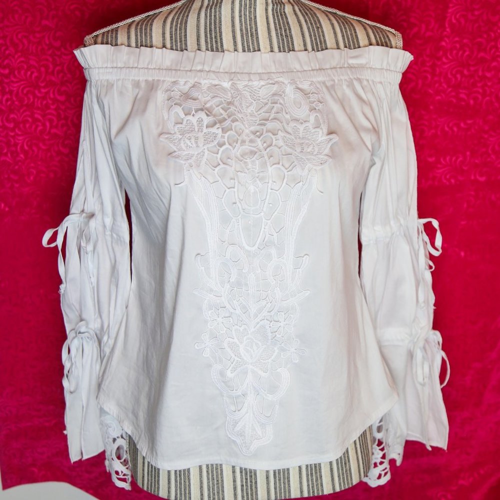 Off The Shoulder White Lace Top